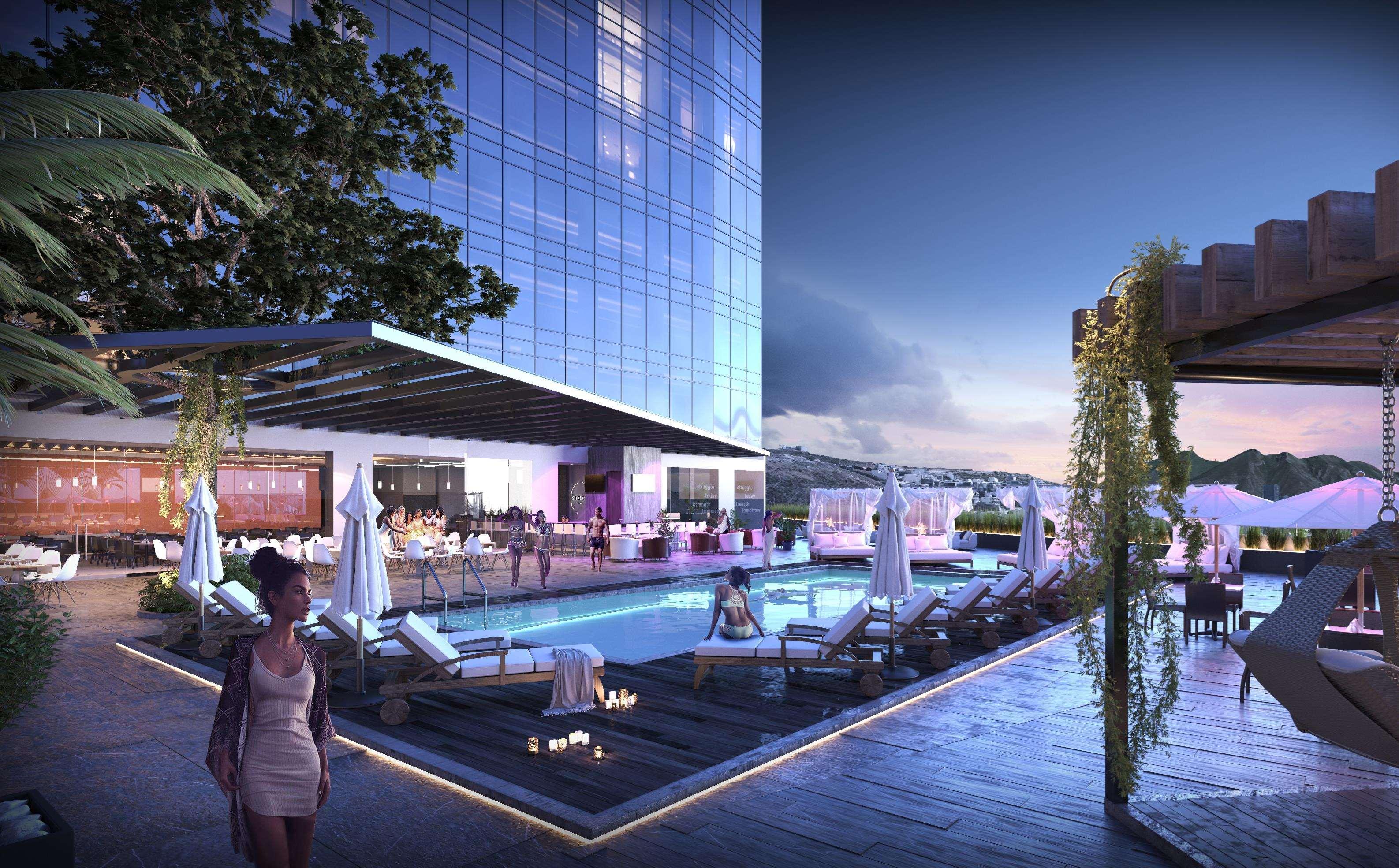 Camino Real Fashion Drive Monterrey Otel San Pedro Garza Garcia Dış mekan fotoğraf The pool at the rooftop